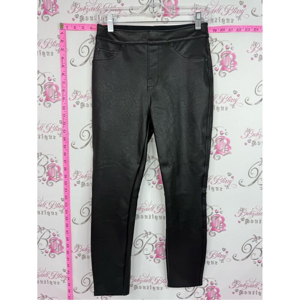 SPANX pants shiny Black Faux Leather Leggings